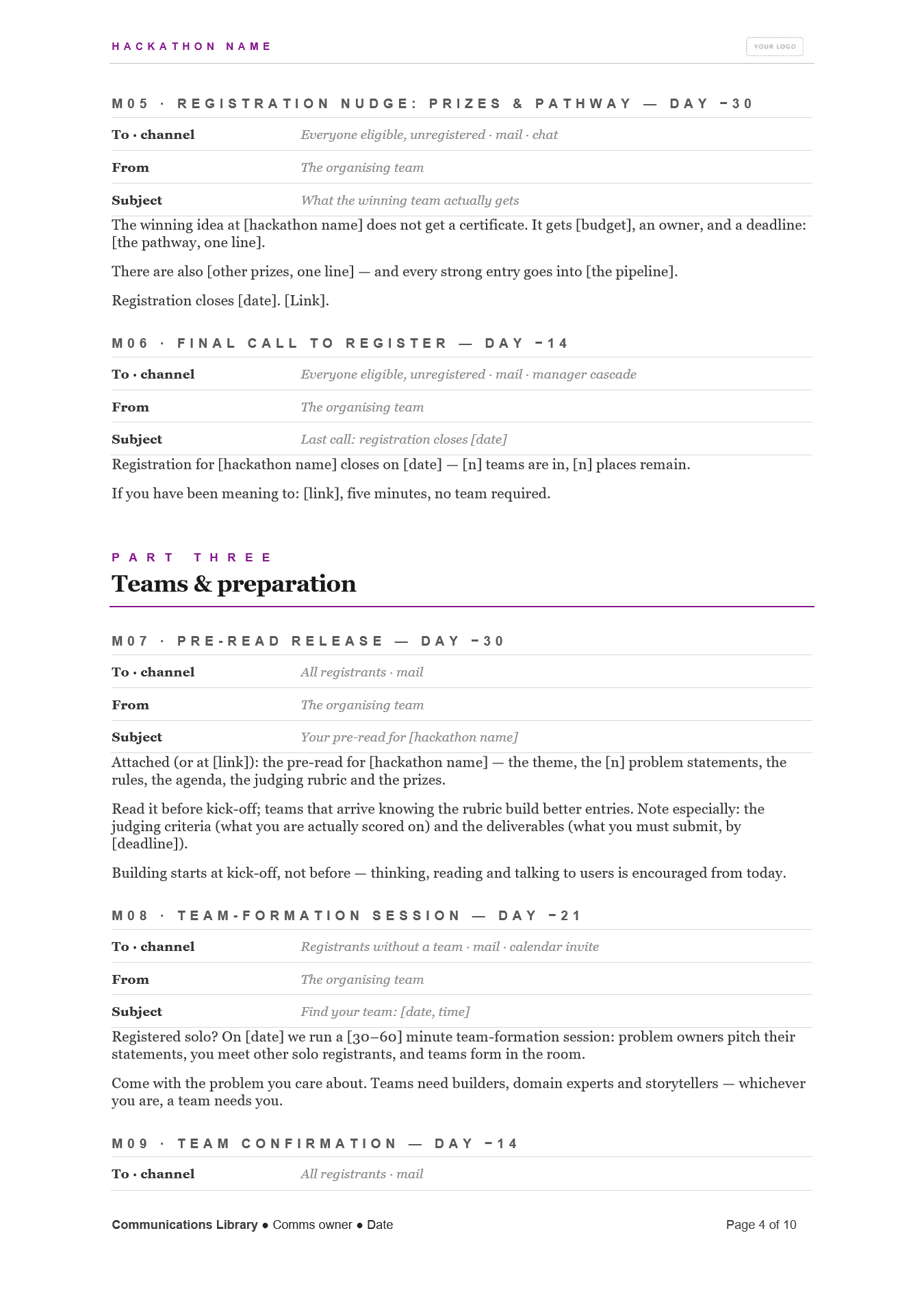 Communications library page